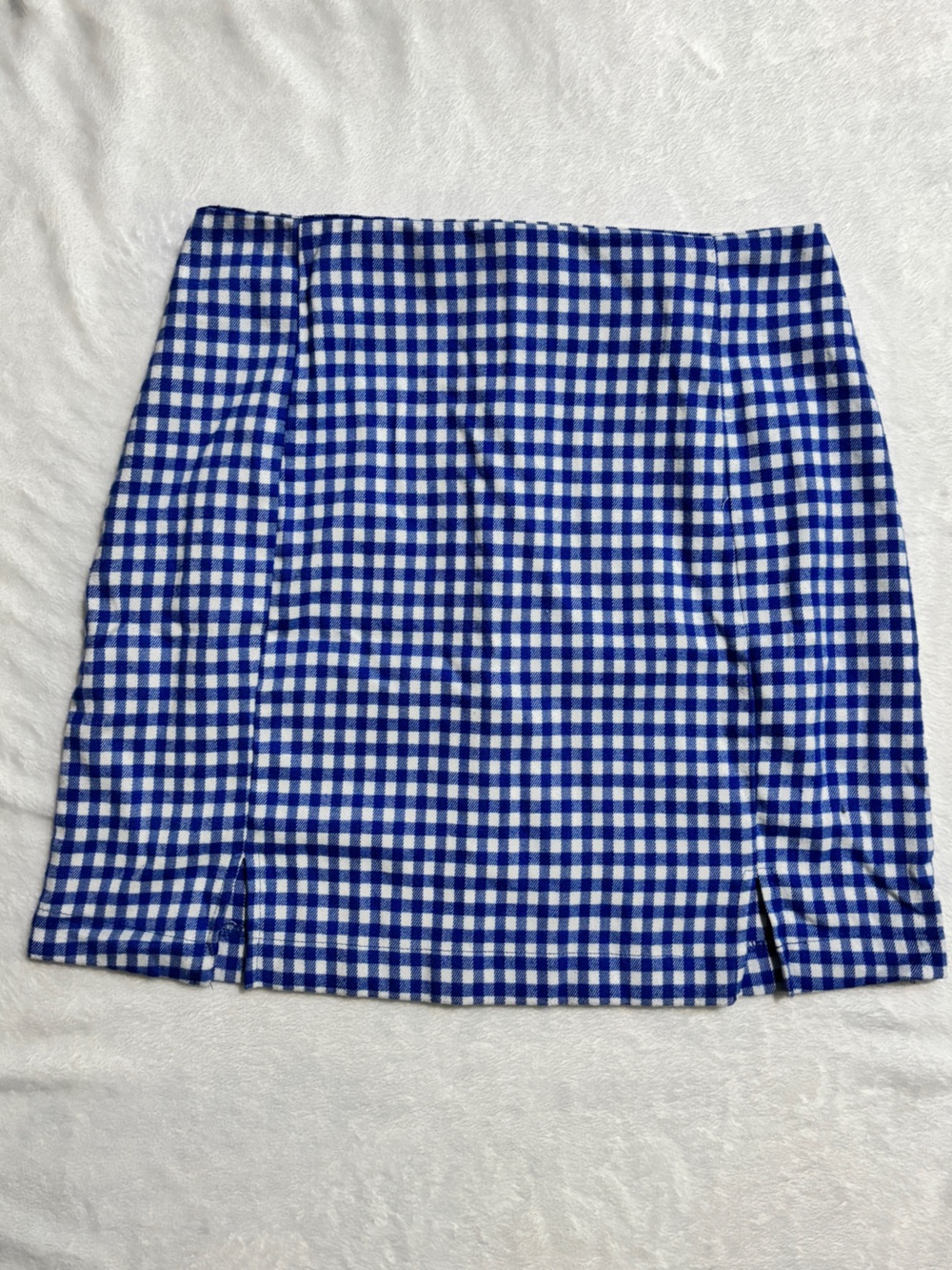 love on a hanger Blue and White Gingham Mini Skirt WORN ONCE